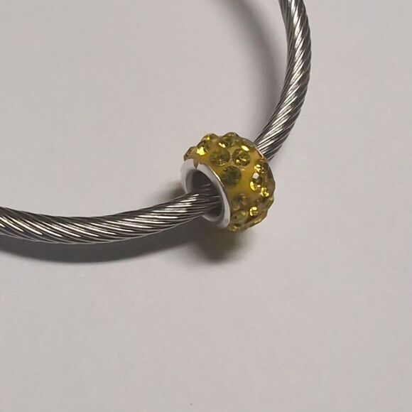 Yellow Rhinestones Charm for Pandora Style Bracelet - Picture 4 of 4